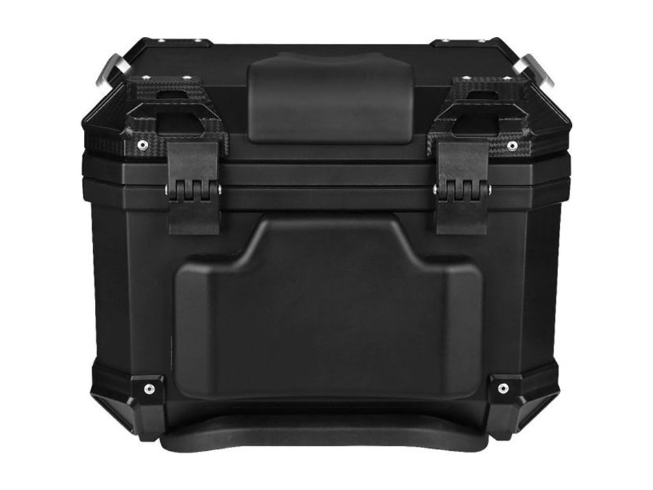 Tail Storage Box - 57L Black Motorcycle & Scooter Trunk, PHX Gen2, Quick Release, Dual Backrest, Corner Reflectors